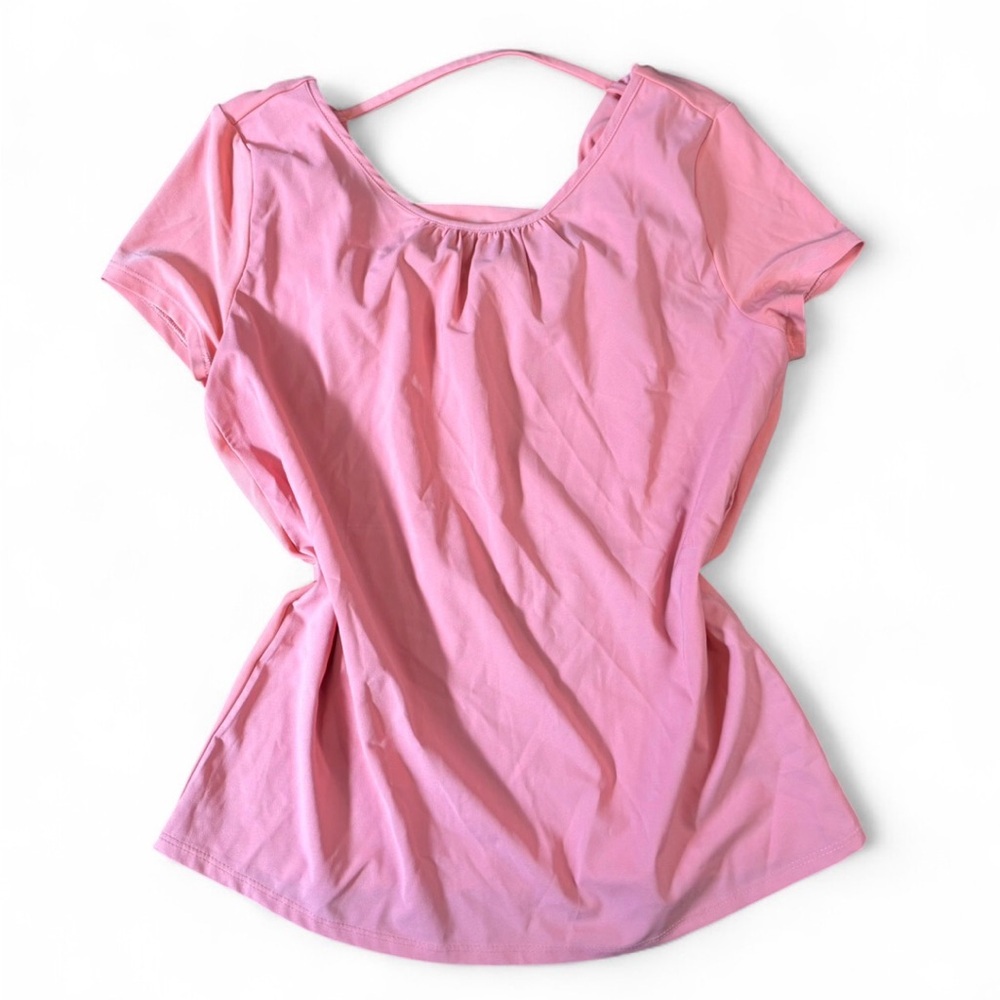 Women’s XS White House Black Market Pink Short Sleeve Stretch Scoop Neck Top